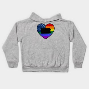 Pennsylvania United States Gay Pride Flag Heart Kids Hoodie